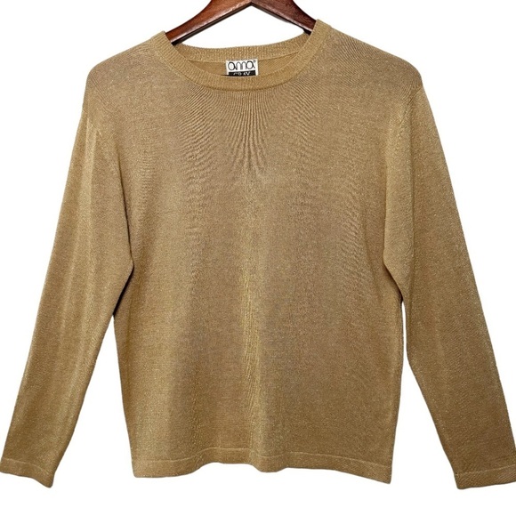 Anna Gray Vintage 1987 Women Silk Gold shimmering stretch sweatshirt size M - Picture 7 of 8